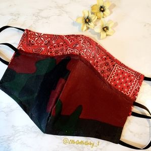 Camo Face Mask Red Bandana Face Mask Reversible